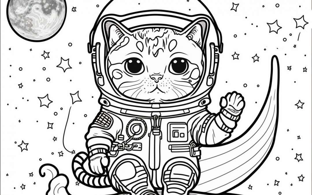 omalovánky kočka kosmonaut